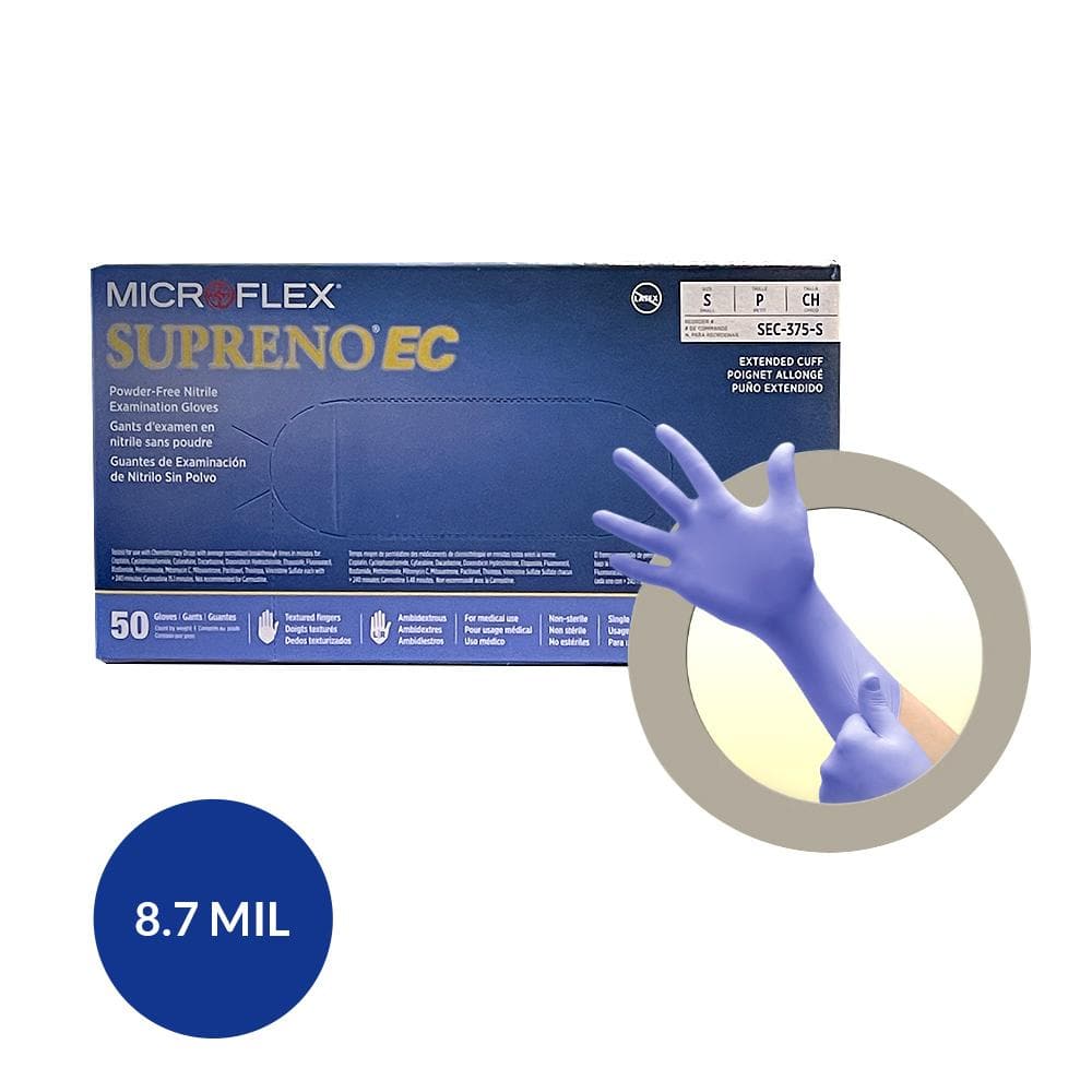 Ansell Microflex SUPRENO EC (Extended Cuff 12”) 50 gloves per box S/XL - SafeTMed