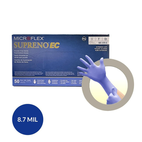 Ansell Microflex SUPRENO EC (Extended Cuff 12”) 50 gloves per box S/XL