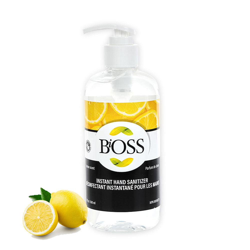 Gel désinfectant instantané BiOSS pour les mains au parfum de citron (500ml)