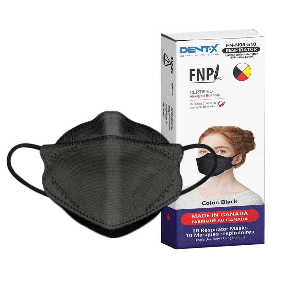 Black Dent-X FN-N95-510 Respirator Mask (50 Masks) - SafeTMed
