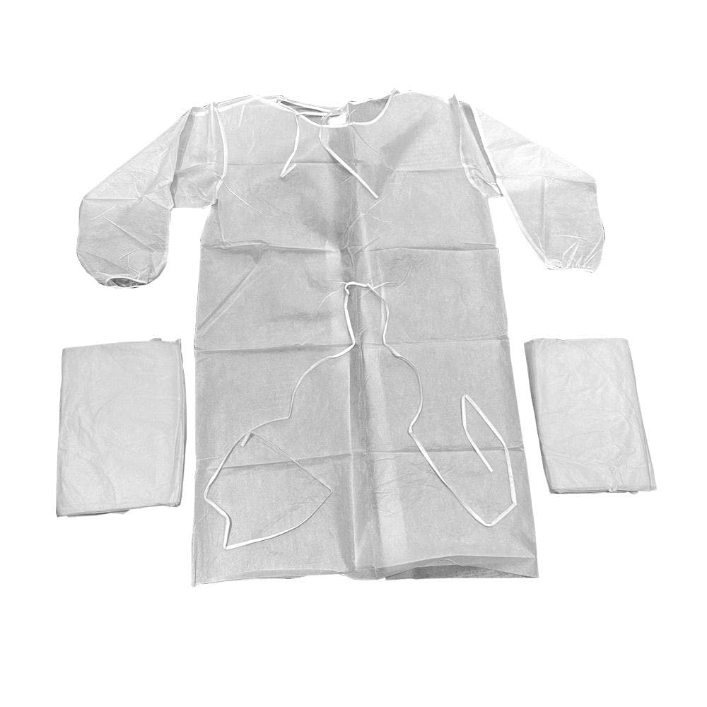 Disposable White AAMI Level 1 Isolation Gown (20 pack) - Safetmed