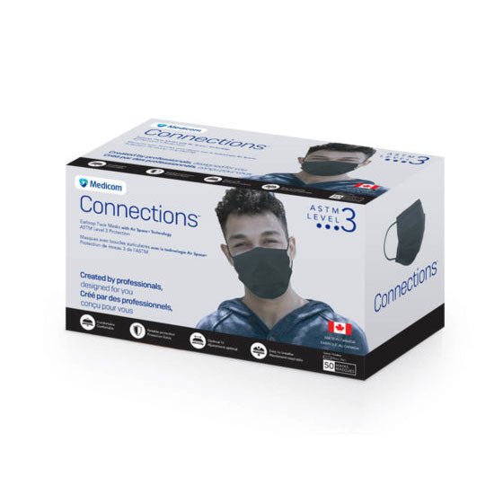 Medicom Connections (black) ASTM Level 3 Face Masks - SafeTMed