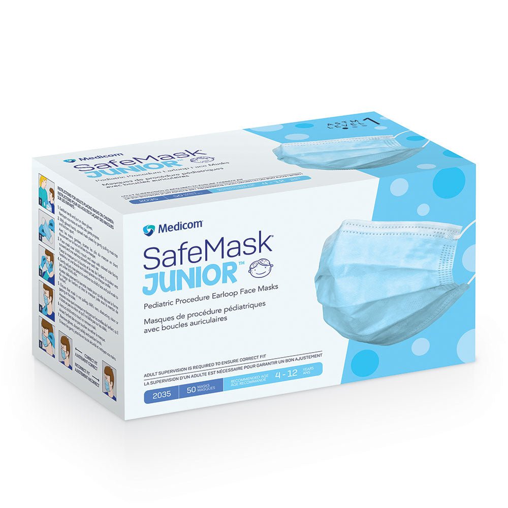 Medicom SafeMask® Junior Procedure Earloop Level 1 Face Masks (blue) - SafeTMed