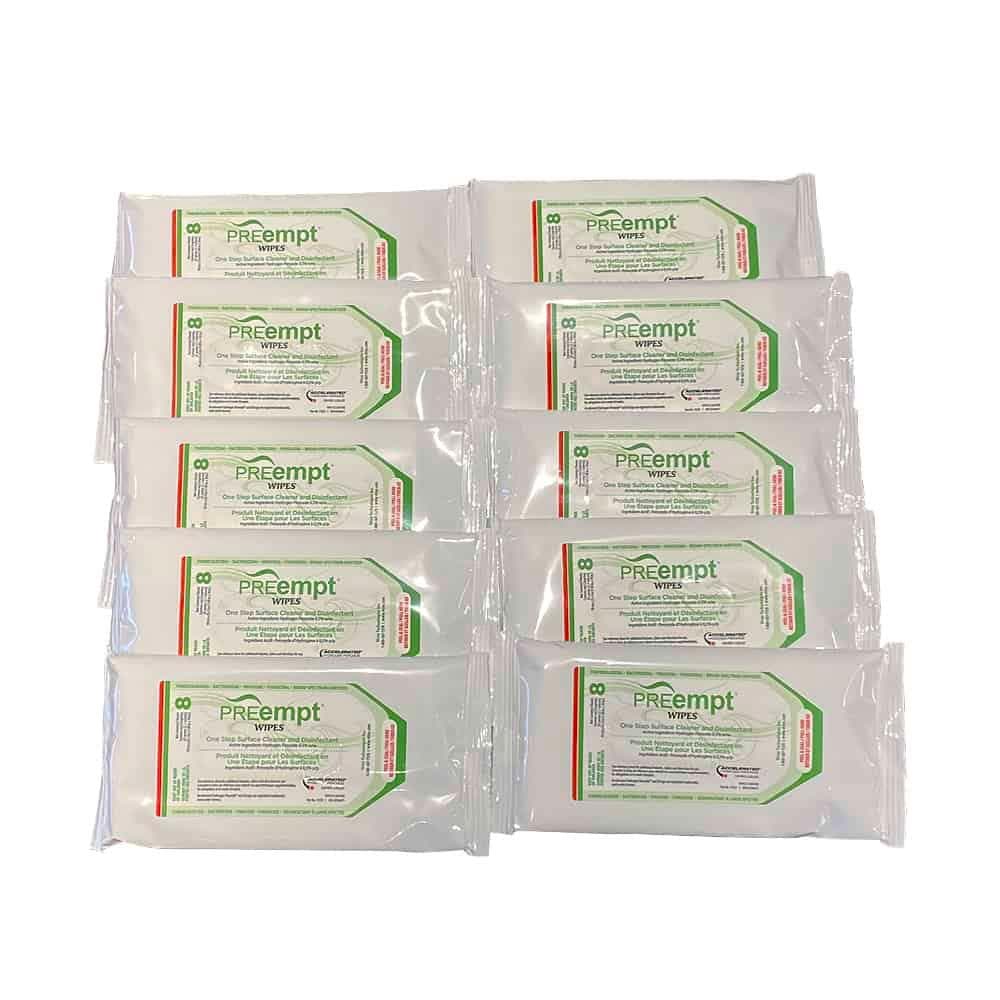 PREempt Disinfectant Travel Wipes (10x8 Wipes) - Safetmed